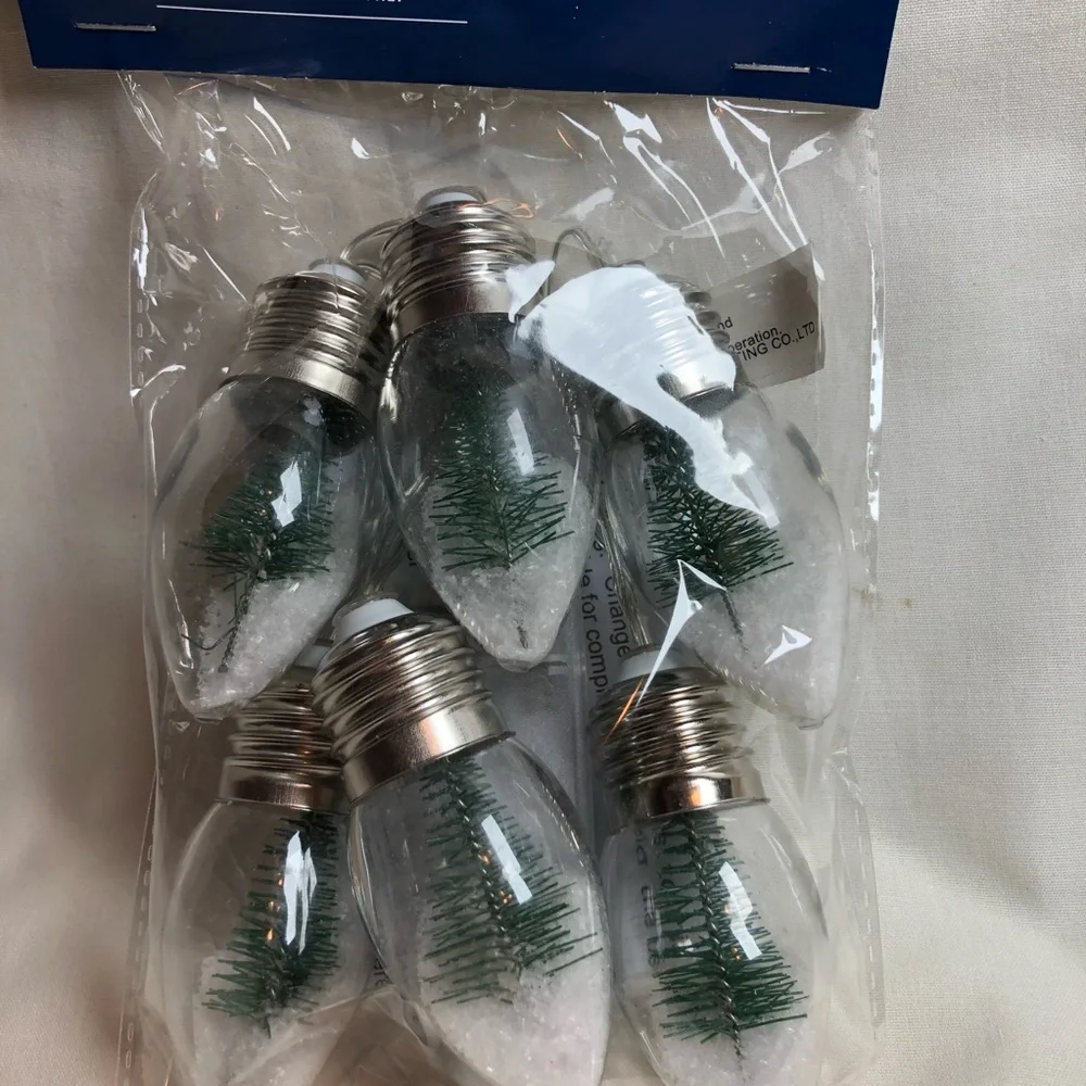 2 Snow Globe Tree String Lights LED Battery 6 ct.